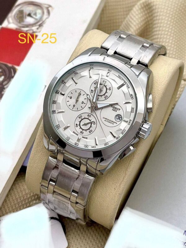 Tissot 1853 Silver/White Color Luxury Multifunctional Chronograph Date Display Stainless Steel Watch For Men