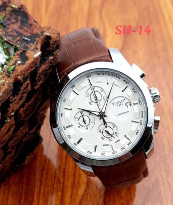 Tissot 1853 Brown Color Luxury Multifunctional Chronograph Date Display Genuine Leather Strap Watch For Men